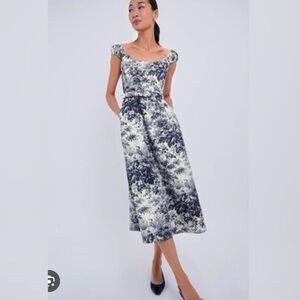NWOT Navy Cypress Toile Midi Dress